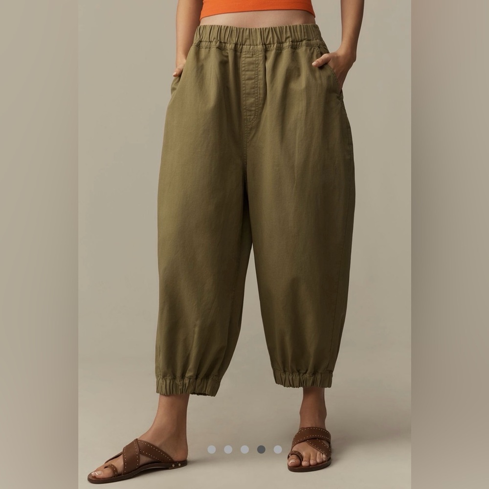 Anthropologie Pilcro Cotton Linen Cropped Barrel Joggers, XS, NWT - Picture 4 of 9